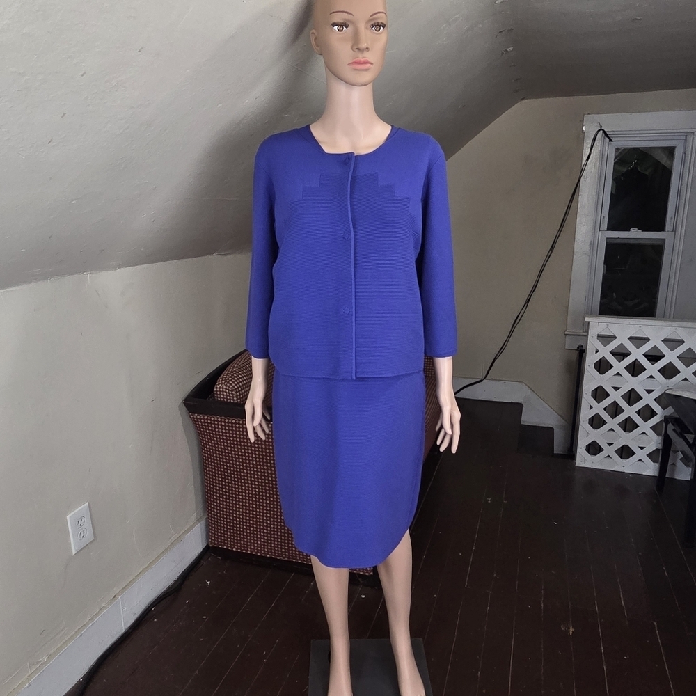 Armani Collezioni‎ Blue Sleeveless Dress Size 8 with Matching Cardigan Size 10